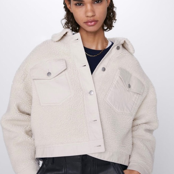 Zara Cream Shearling jacket - Picture 2 of 5